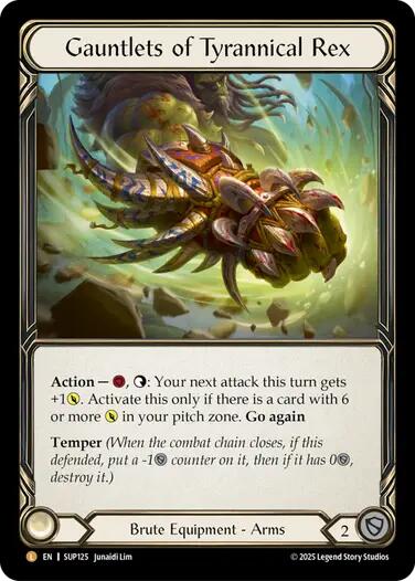 Gauntlets of Tyrannical Rex [SUP125] (Super Slam)  Rainbow Foil | Gamers Paradise