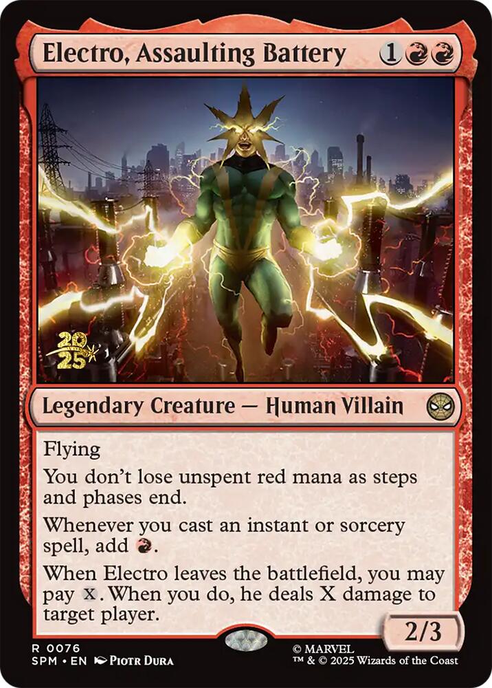 Electro, Assaulting Battery [Marvel's Spider-Man Prerelease Promos] | Gamers Paradise
