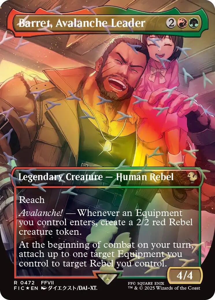 Barret, Avalanche Leader (Borderless) (Chocobo Track Foil) [FINAL FANTASY Commander] | Gamers Paradise