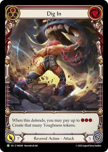 Dig In (Red) [FAB384] (Promo)  Rainbow Foil | Gamers Paradise
