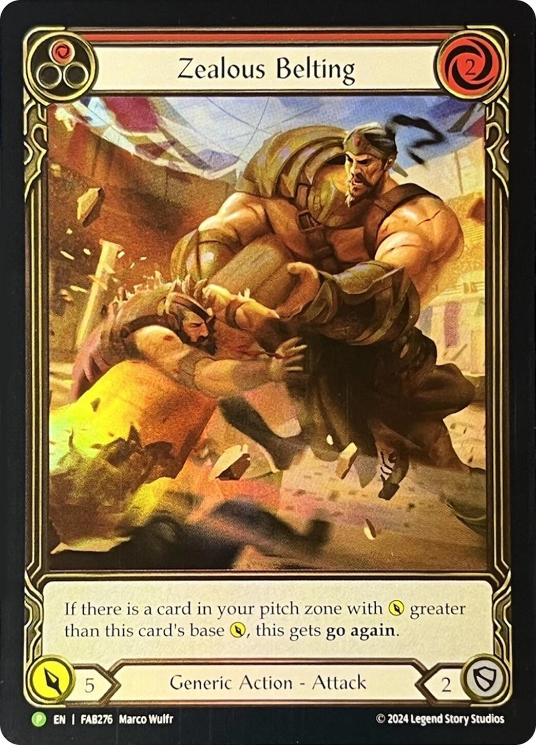 Zealous Belting (Extended Art) [FAB276] (Promo)  Rainbow Foil | Gamers Paradise