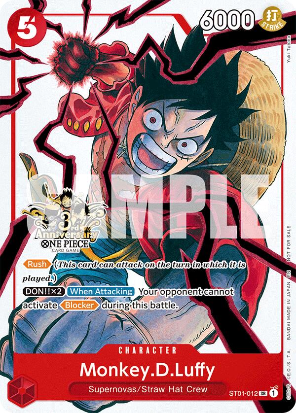 Monkey.D.Luffy (ST01-012) (3rd Anniversary Tournament 3 Brothers Pack) [Carrying On His Will: 3rd Anniversary Tournament Cards] | Gamers Paradise