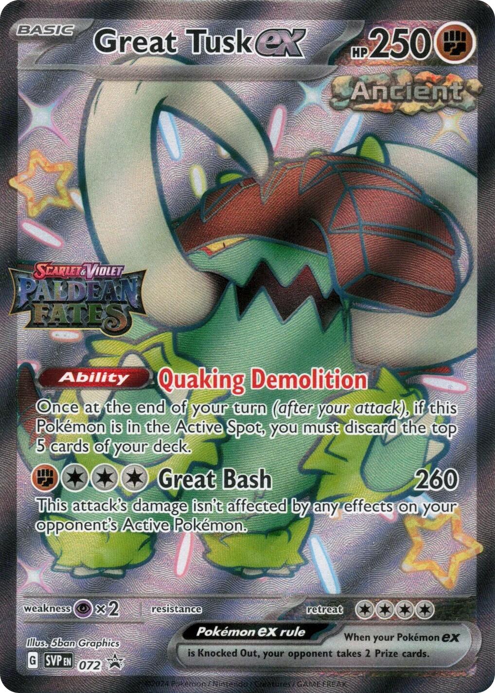 Great Tusk ex (072) (Paldean Fates Stamped) [Scarlet & Violet: Paldean Fates] | Gamers Paradise