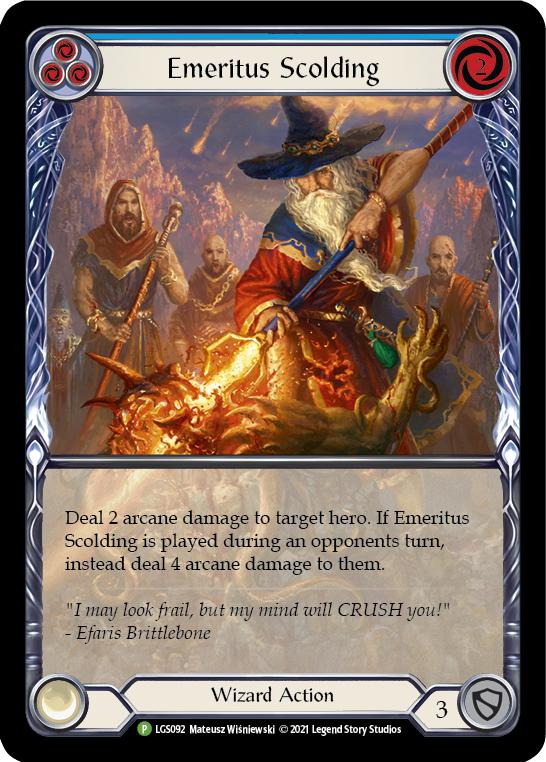 Emeritus Scolding (Blue Extended Art) [LGS092] (Promo)  Rainbow Foil | Gamers Paradise