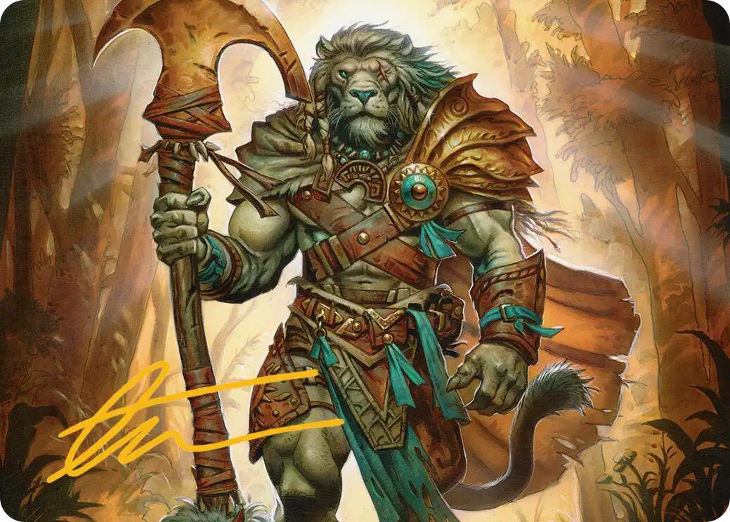 Ajani, Outland Chaperone Art Card (Gold-Stamped Signature) [Lorwyn Eclipsed Art Series] | Gamers Paradise