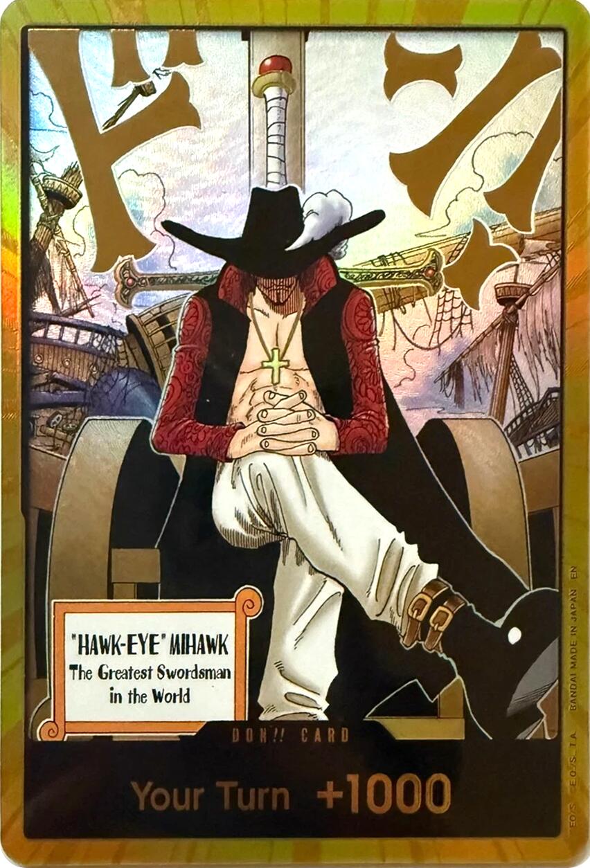DON!! Card (Dracule Mihawk) (Gold) [The Azure Sea's Seven] | Gamers Paradise