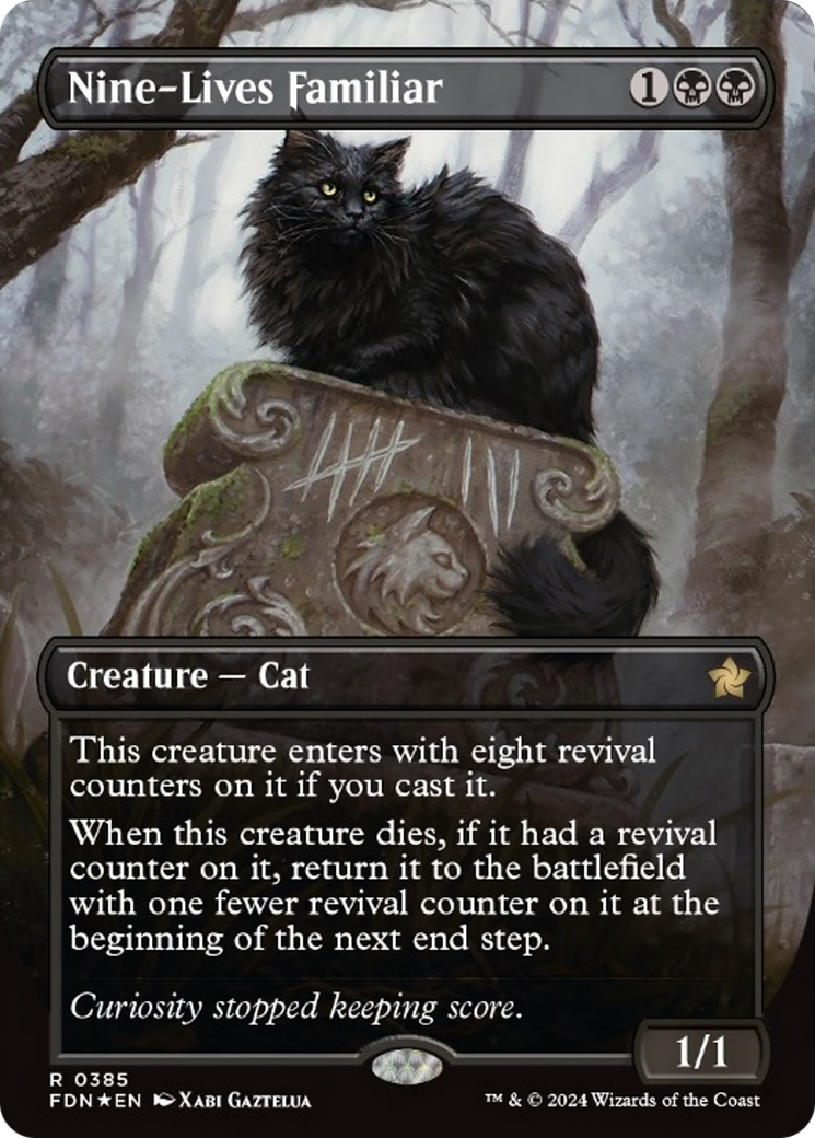 Nine-Lives Familiar (Borderless Mana Foil) [Foundations] | Gamers Paradise