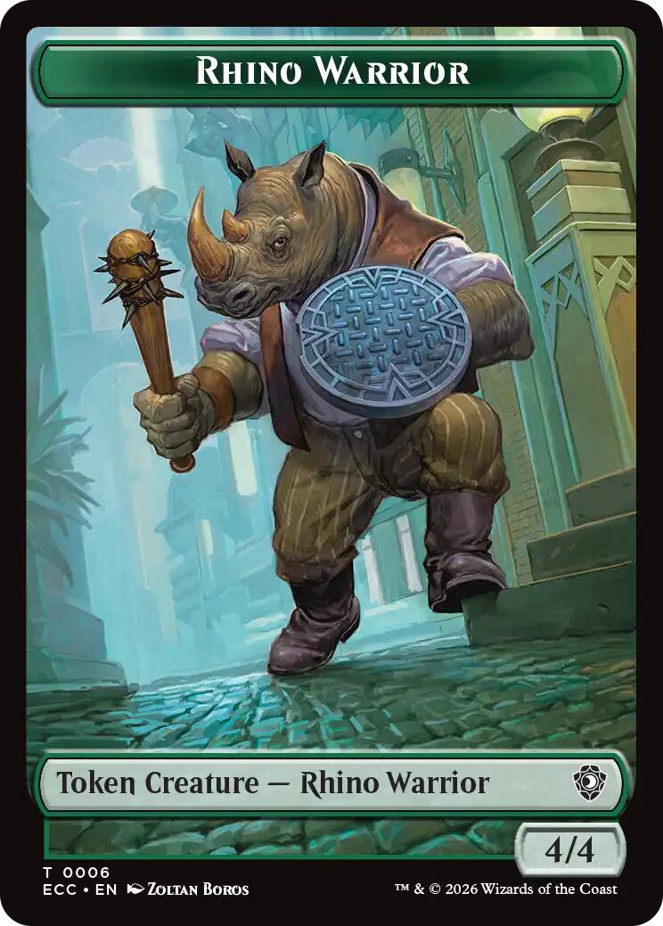 Rhino Warrior // Elemental (0010) Double-Sided Token [Lorwyn Eclipsed Tokens] | Gamers Paradise