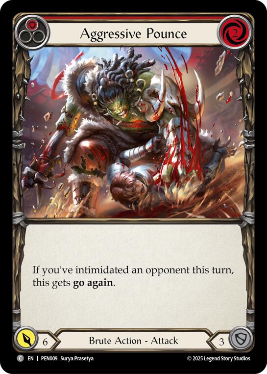 Aggressive Pounce (Red) (Rainbow Foil) [PEN009] (Compendium of Rathe)  Rainbow Foil | Gamers Paradise