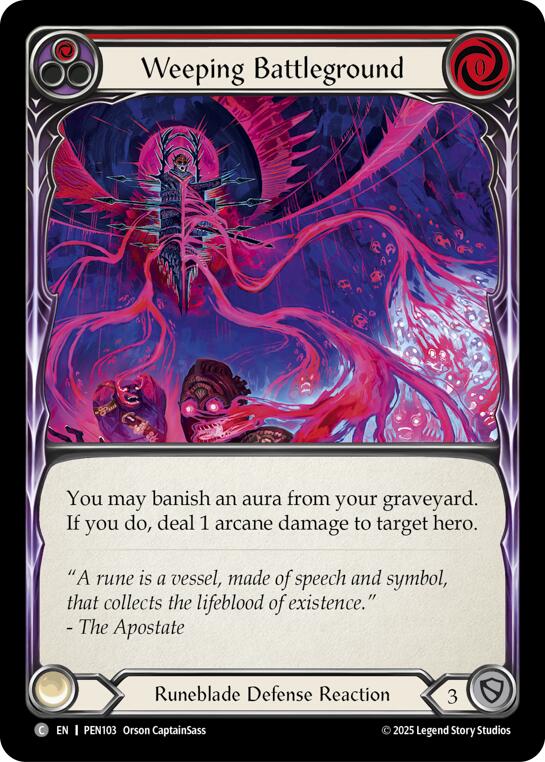 Weeping Battleground (Red) (Rainbow Foil) [PEN103] (Compendium of Rathe)  Rainbow Foil | Gamers Paradise