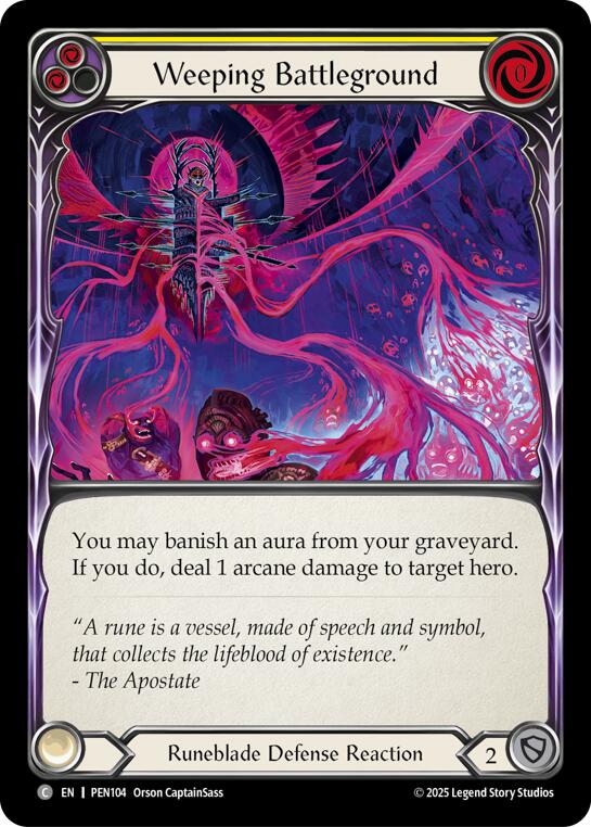 Weeping Battleground (Yellow) (Rainbow Foil) [PEN104] (Compendium of Rathe)  Rainbow Foil | Gamers Paradise
