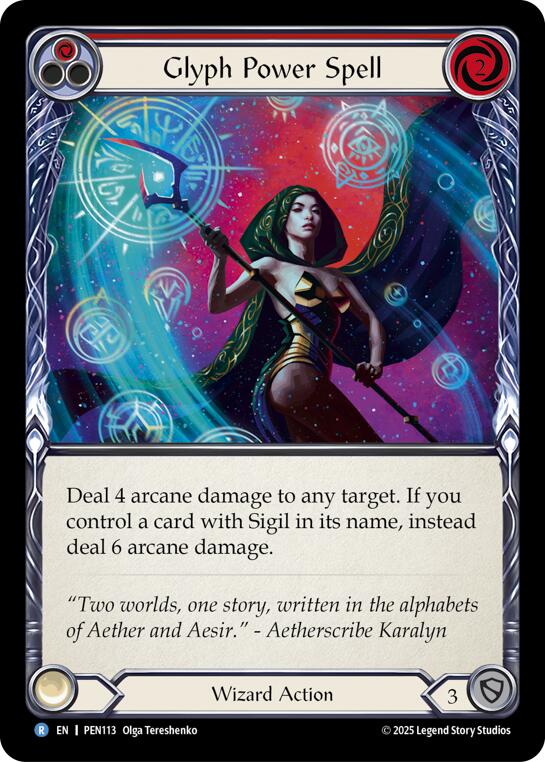 Glyph Power Spell (Red) (Rainbow Foil) [PEN113] (Compendium of Rathe)  Rainbow Foil | Gamers Paradise