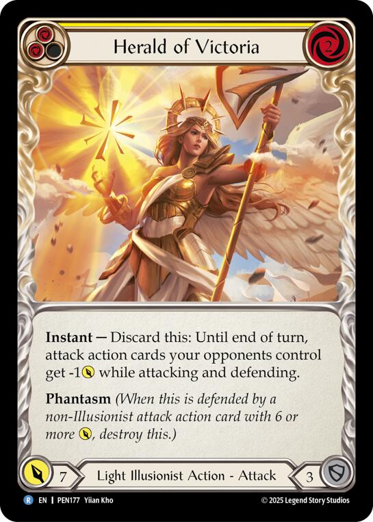 Herald Of Victoria (Yellow) (Rainbow Foil) [PEN177] (Compendium of Rathe)  Rainbow Foil | Gamers Paradise