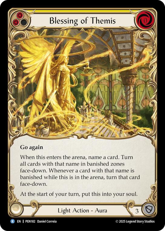Blessing Of Themis (Yellow) (Rainbow Foil) [PEN182] (Compendium of Rathe)  Rainbow Foil | Gamers Paradise