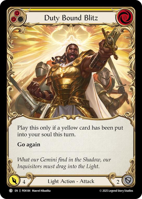Duty Bound Blitz (Yellow) (Rainbow Foil) [PEN184] (Compendium of Rathe)  Rainbow Foil | Gamers Paradise
