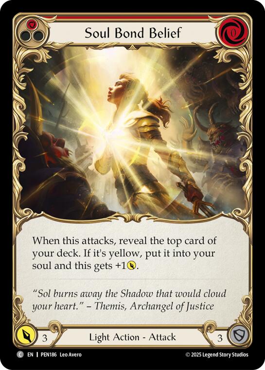 Soul Bond Belief (Red) (Rainbow Foil) [PEN186] (Compendium of Rathe)  Rainbow Foil | Gamers Paradise