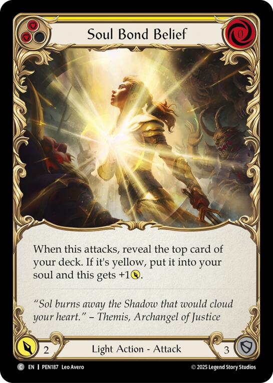 Soul Bond Belief (Yellow) (Rainbow Foil) [PEN187] (Compendium of Rathe)  Rainbow Foil | Gamers Paradise