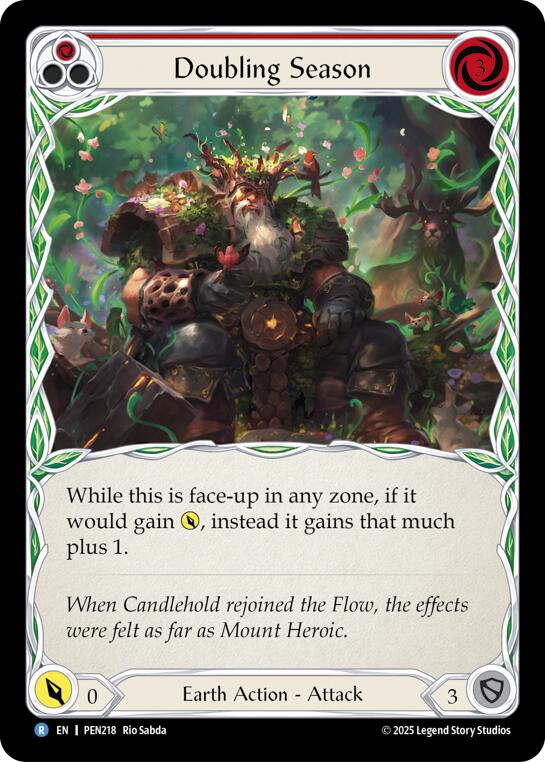 Doubling Season (Red) (Rainbow Foil) [PEN218] (Compendium of Rathe)  Rainbow Foil | Gamers Paradise