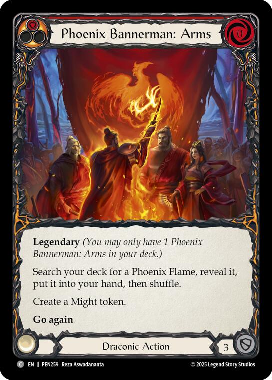 Phoenix Bannerman Arms (Red) (Rainbow Foil) [PEN259] (Compendium of Rathe)  Rainbow Foil | Gamers Paradise