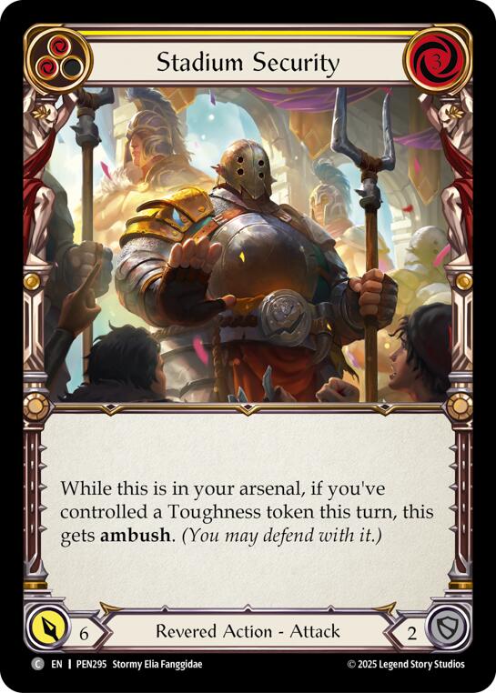 Stadium Security (Yellow) (Rainbow Foil) [PEN295] (Compendium of Rathe)  Rainbow Foil | Gamers Paradise