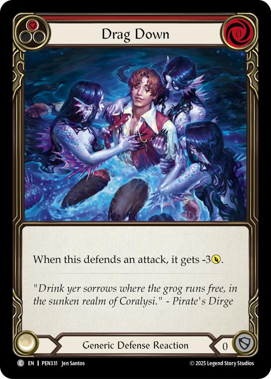 Drag Down (Red) (Rainbow Foil) [PEN331] (Compendium of Rathe)  Rainbow Foil | Gamers Paradise
