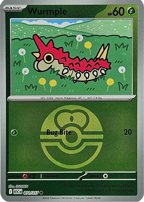 Wurmple (011/217) (Love Ball) [Mega Evolution: Ascended Heroes] | Gamers Paradise