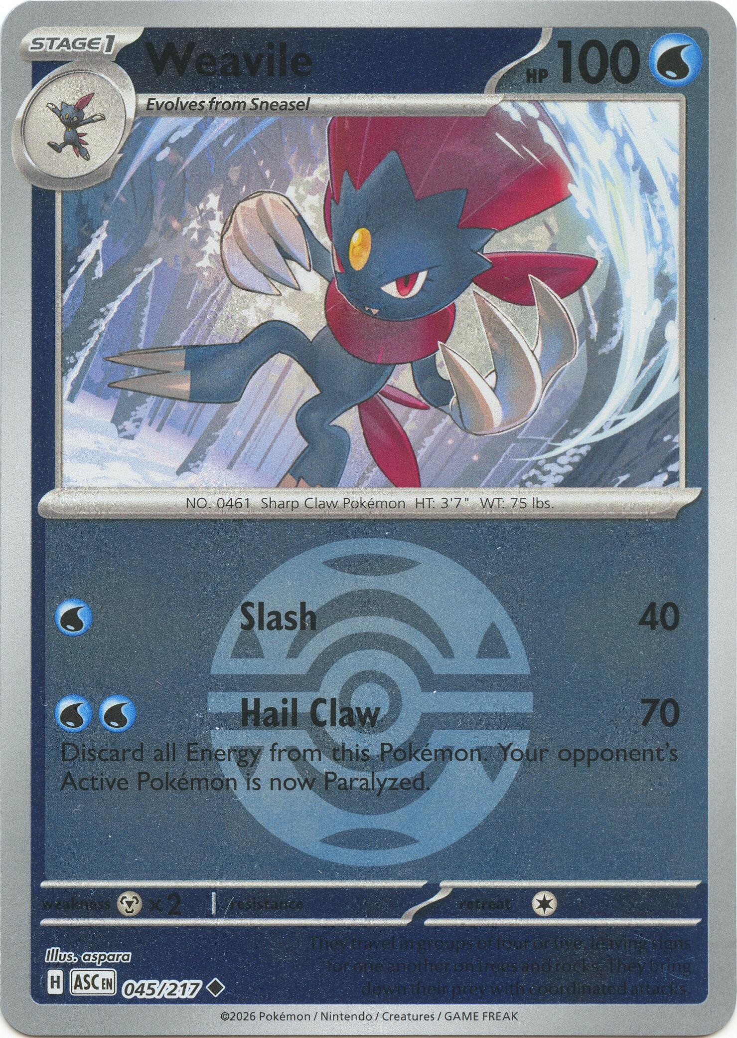 Weavile (045/217) (Dusk Ball) [Mega Evolution: Ascended Heroes] | Gamers Paradise