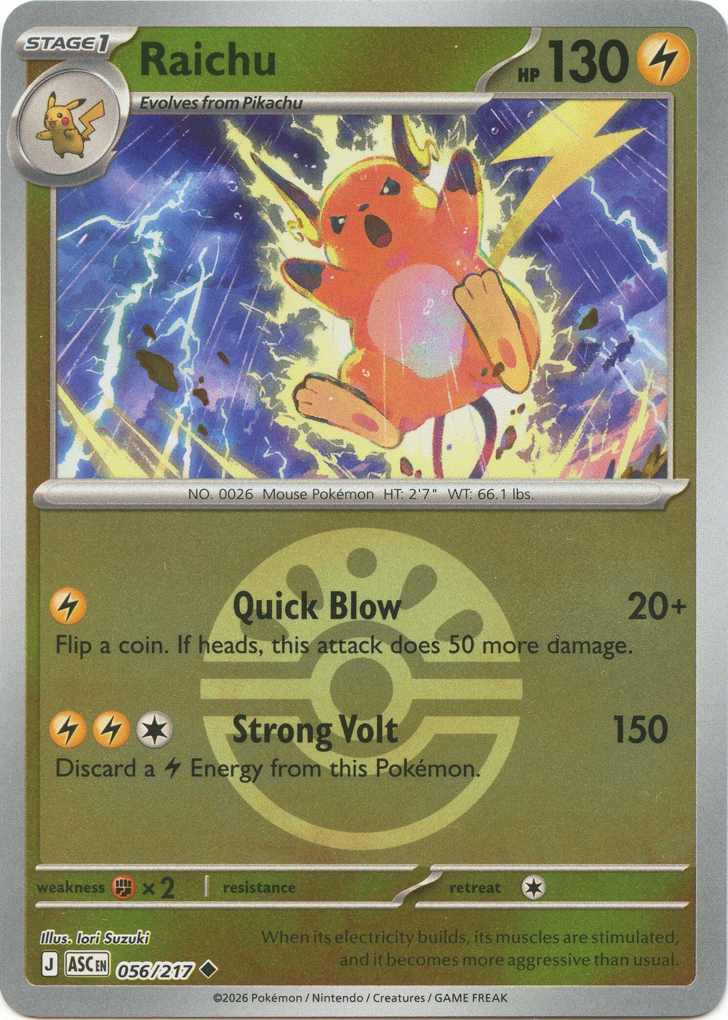Raichu (056/217) (Friend Ball) [Mega Evolution: Ascended Heroes] | Gamers Paradise