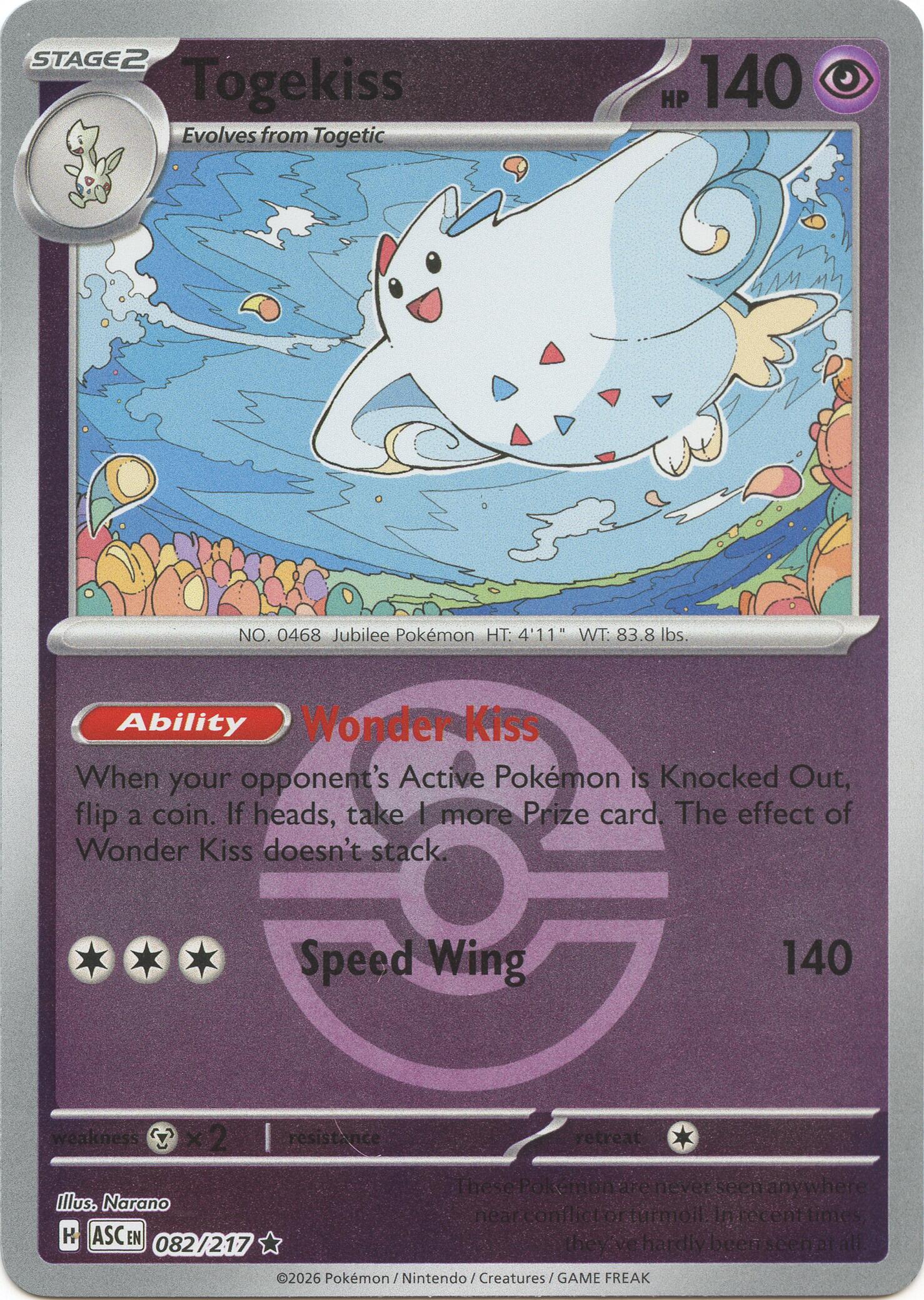 Togekiss (082/217) (Love Ball) [Mega Evolution: Ascended Heroes] | Gamers Paradise