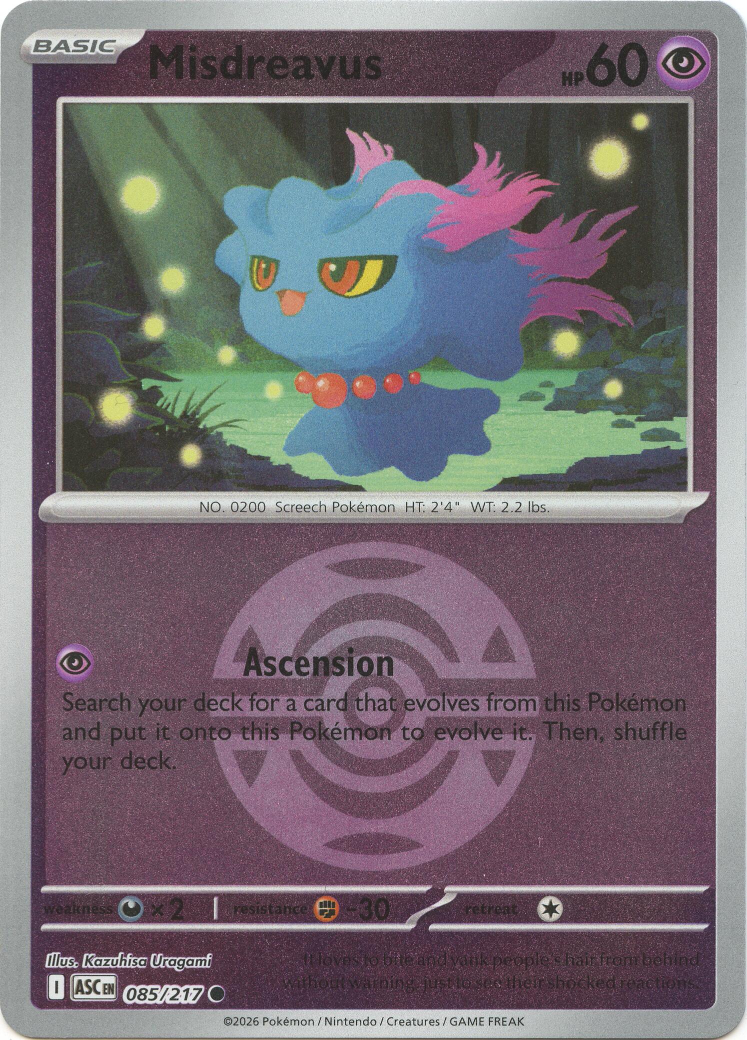 Misdreavus (085/217) (Dusk Ball) [Mega Evolution: Ascended Heroes] | Gamers Paradise