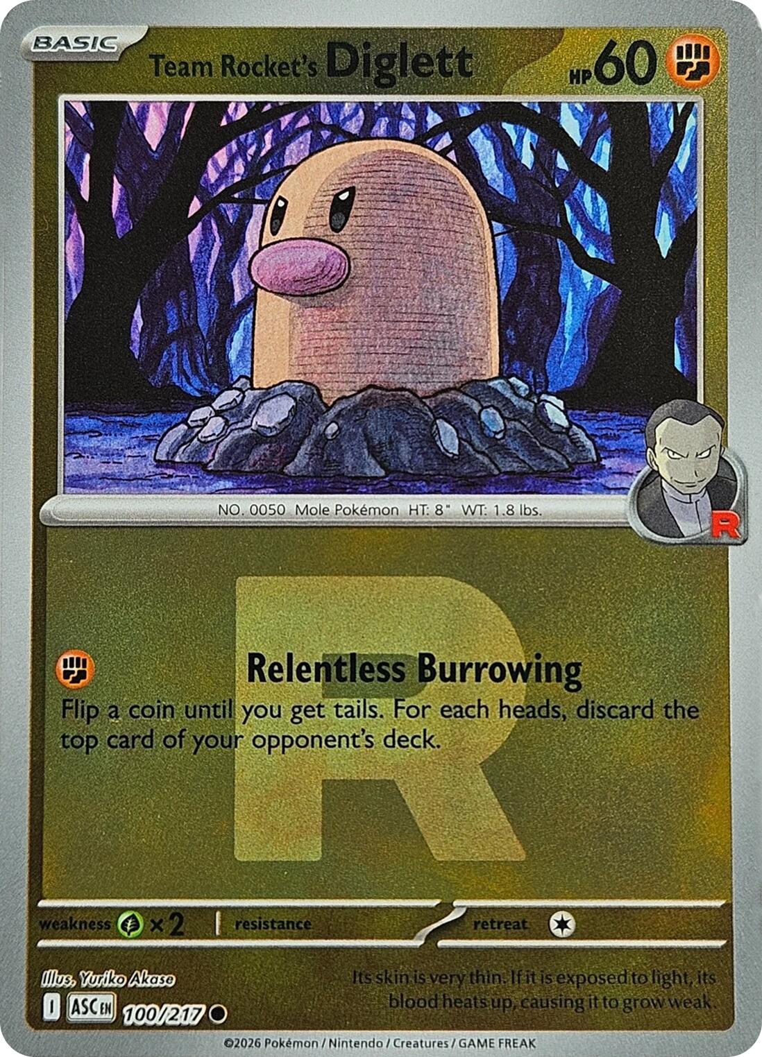 Team Rocket's Diglett (100/217) (Team Rocket) [Mega Evolution: Ascended Heroes] | Gamers Paradise