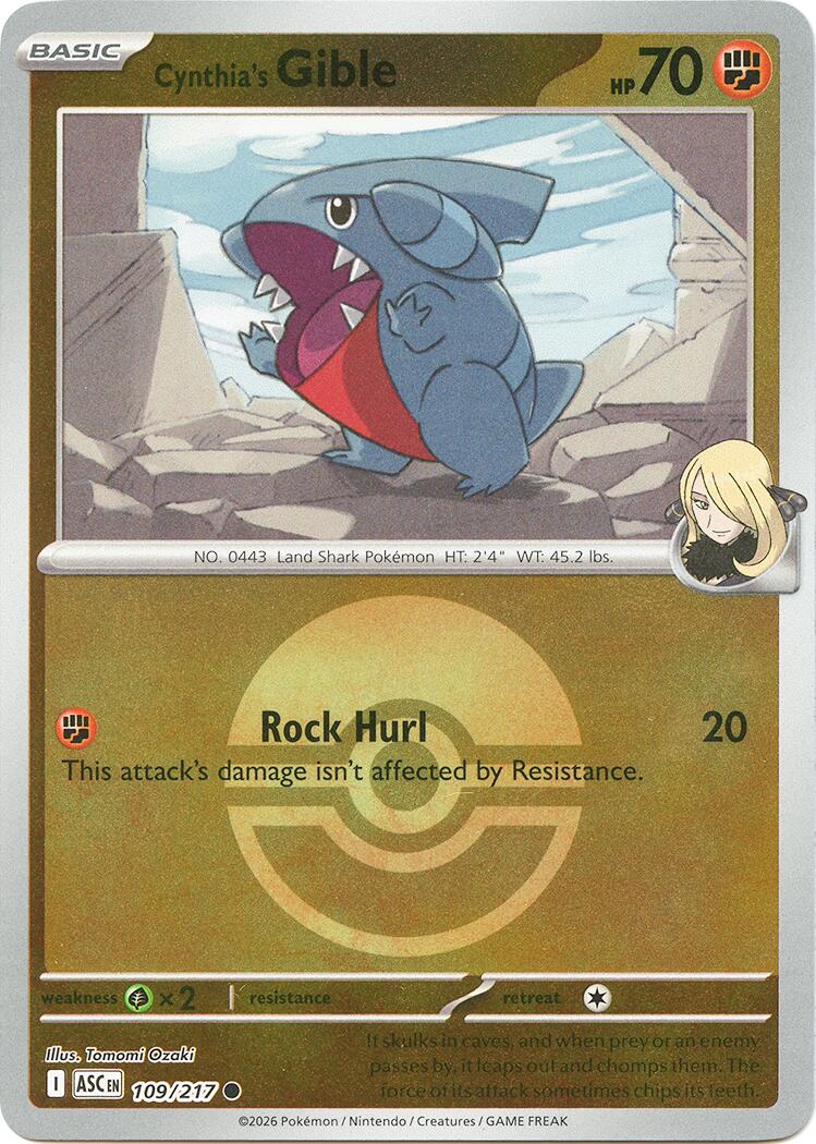 Cynthia's Gible (109/217) (Poke Ball) [Mega Evolution: Ascended Heroes] | Gamers Paradise