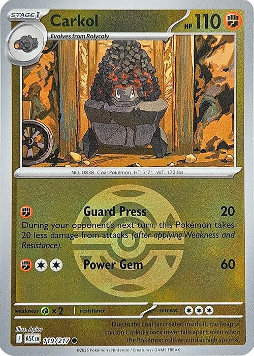 Carkol (119/217) (Dusk Ball) [Mega Evolution: Ascended Heroes] | Gamers Paradise