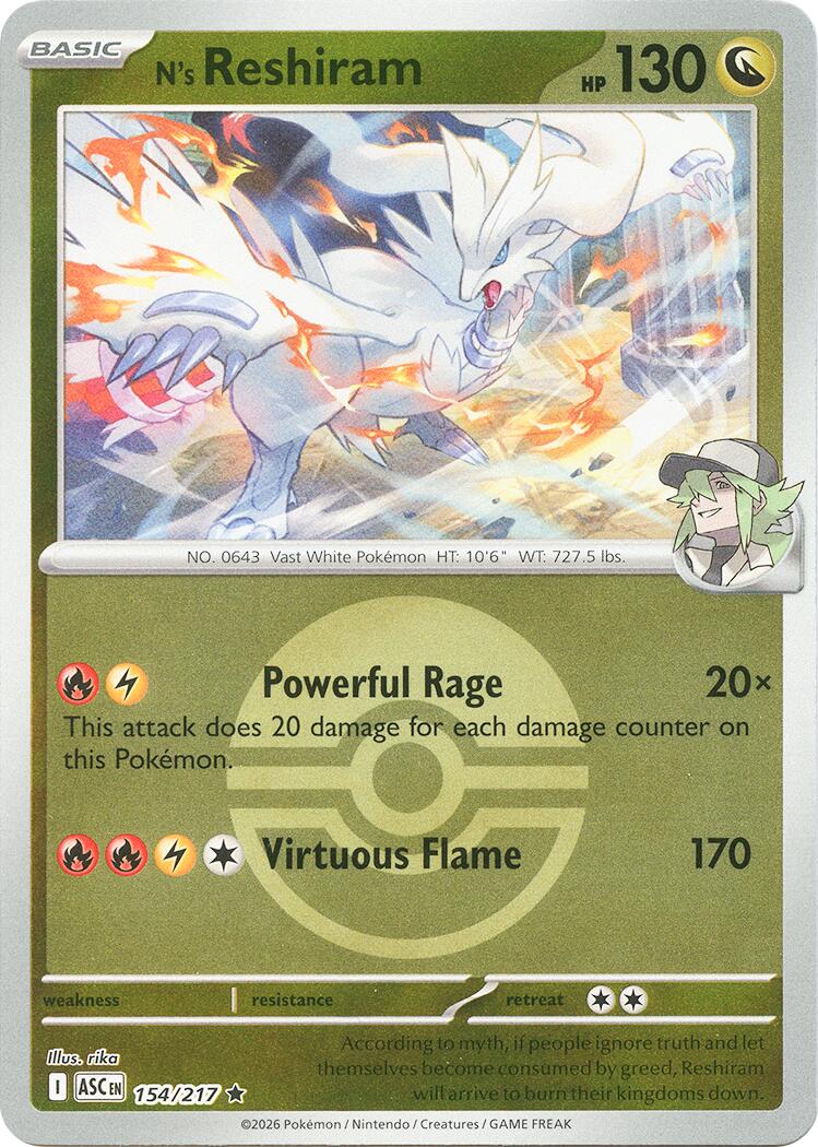 N's Reshiram (154/217) (Poke Ball) [Mega Evolution: Ascended Heroes] | Gamers Paradise