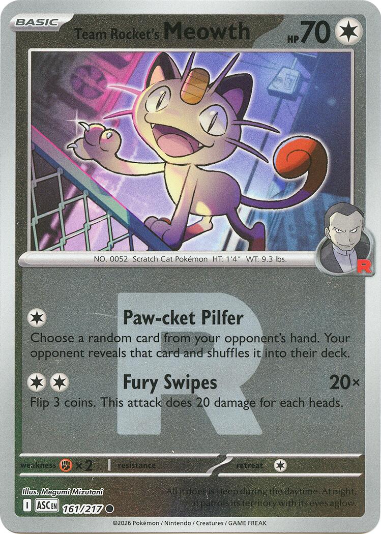 Team Rocket's Meowth (161/217) (Team Rocket) [Mega Evolution: Ascended Heroes] | Gamers Paradise