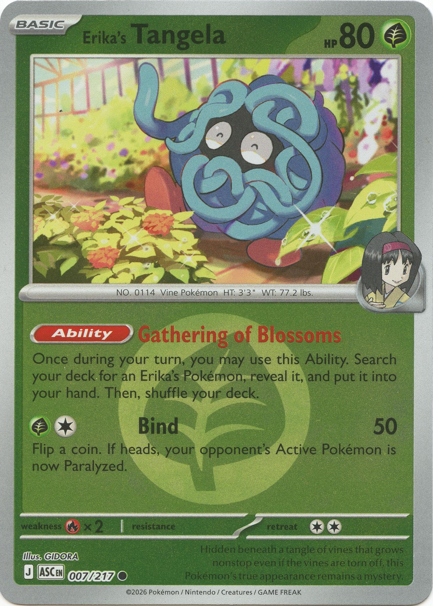 Erika's Tangela (007/217) (Energy Symbol Pattern) [Mega Evolution: Ascended Heroes] | Gamers Paradise