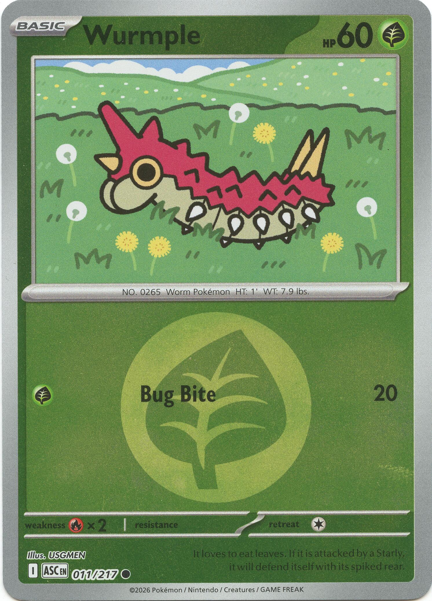 Wurmple (011/217) (Energy Symbol Pattern) [Mega Evolution: Ascended Heroes] | Gamers Paradise