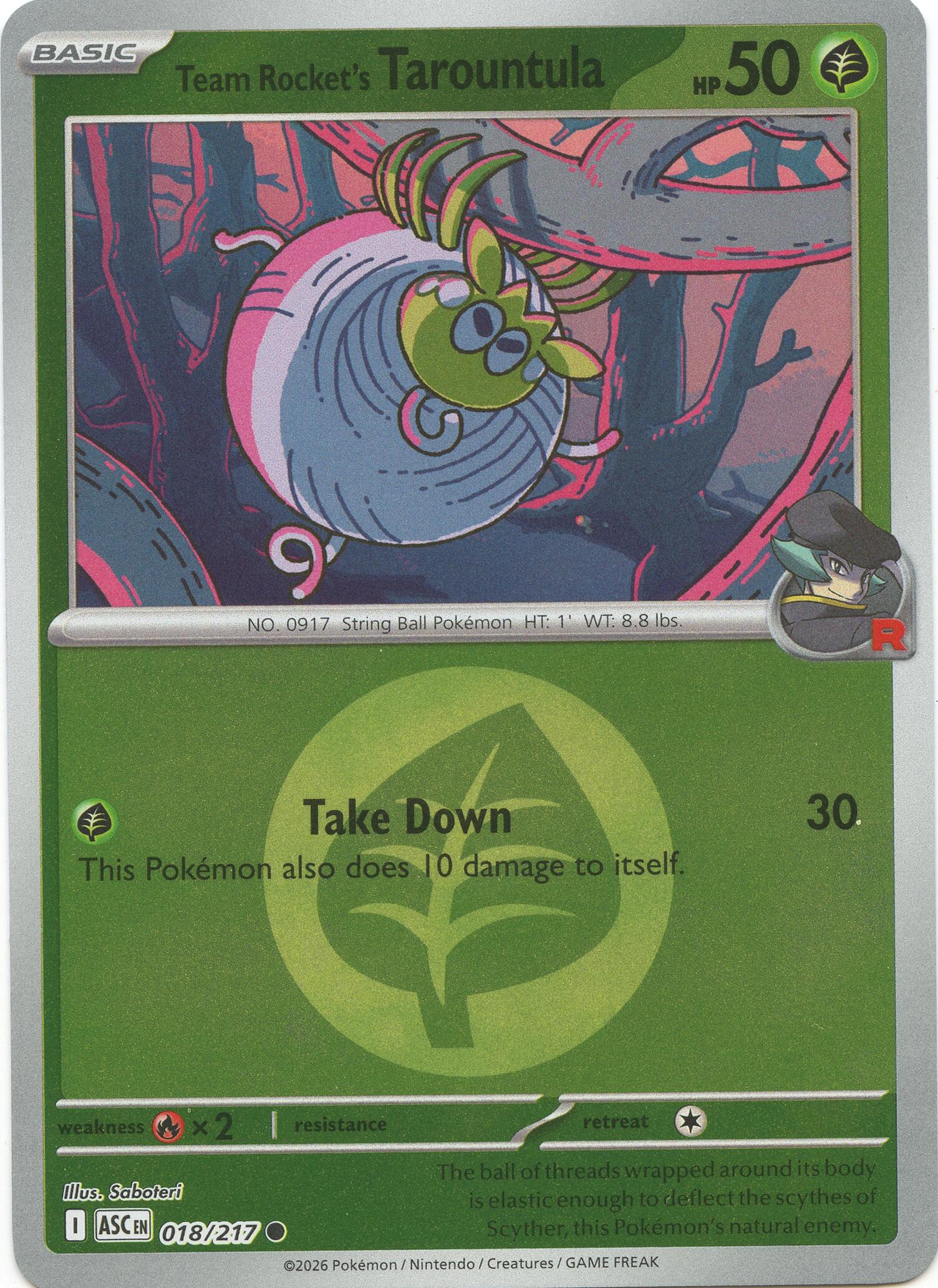 Team Rocket's Tarountula (018/217) (Energy Symbol Pattern) [Mega Evolution: Ascended Heroes] | Gamers Paradise
