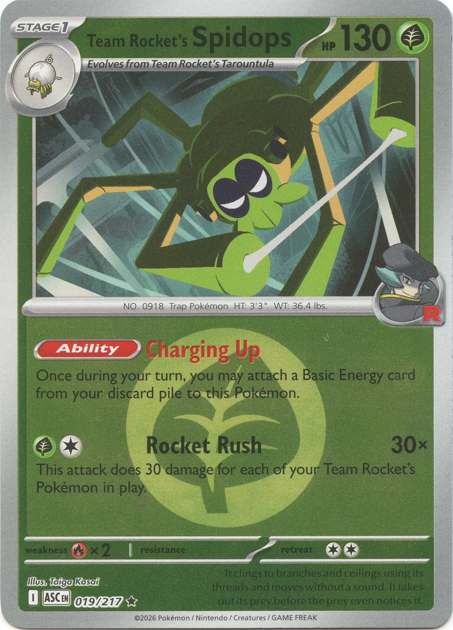 Team Rocket's Spidops (019/217) (Energy Symbol Pattern) [Mega Evolution: Ascended Heroes] | Gamers Paradise