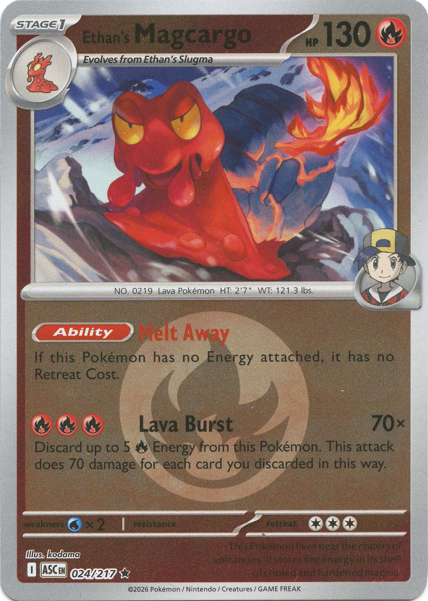Ethan's Magcargo (024/217) (Energy Symbol Pattern) [Mega Evolution: Ascended Heroes] | Gamers Paradise