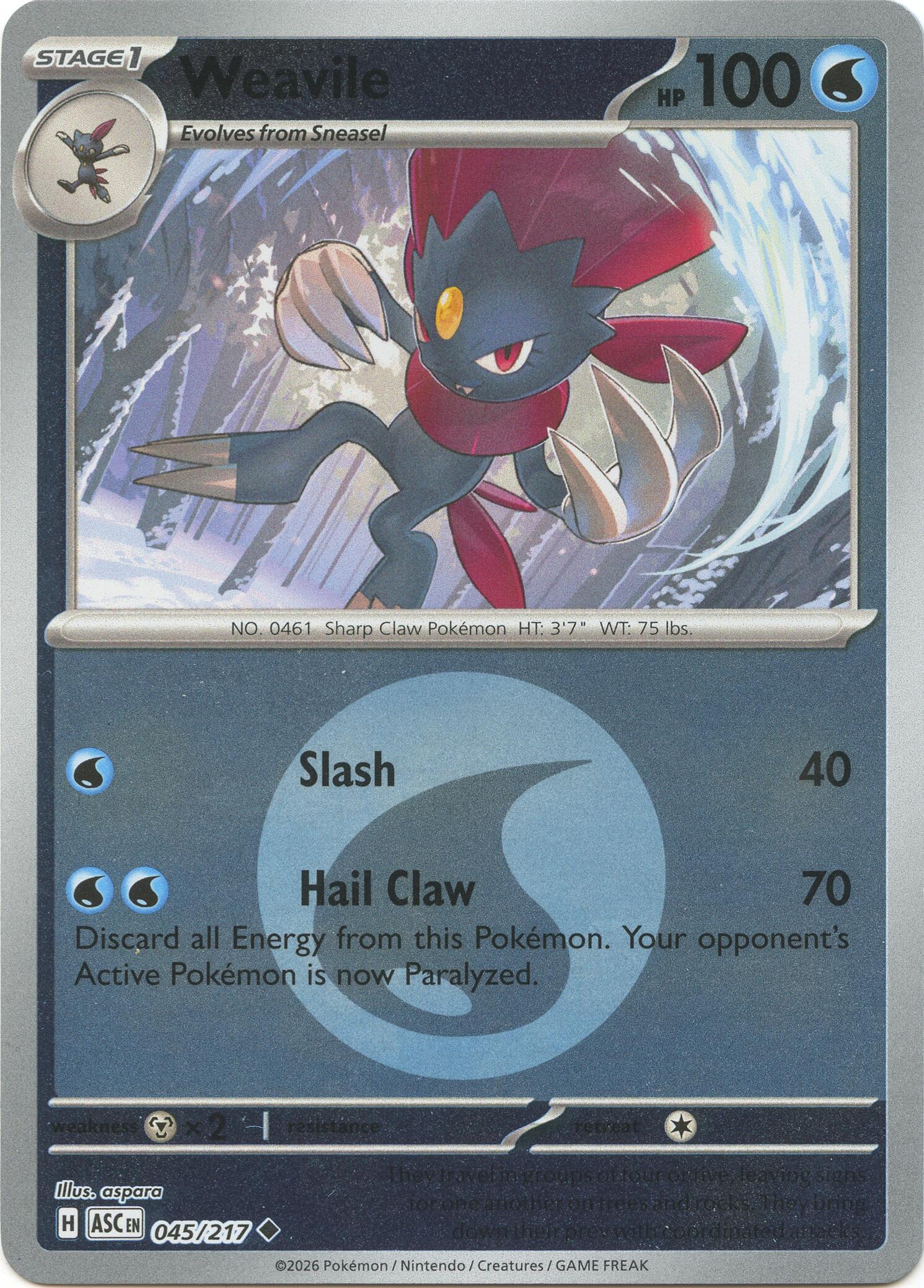 Weavile (045/217) (Energy Symbol Pattern) [Mega Evolution: Ascended Heroes] | Gamers Paradise
