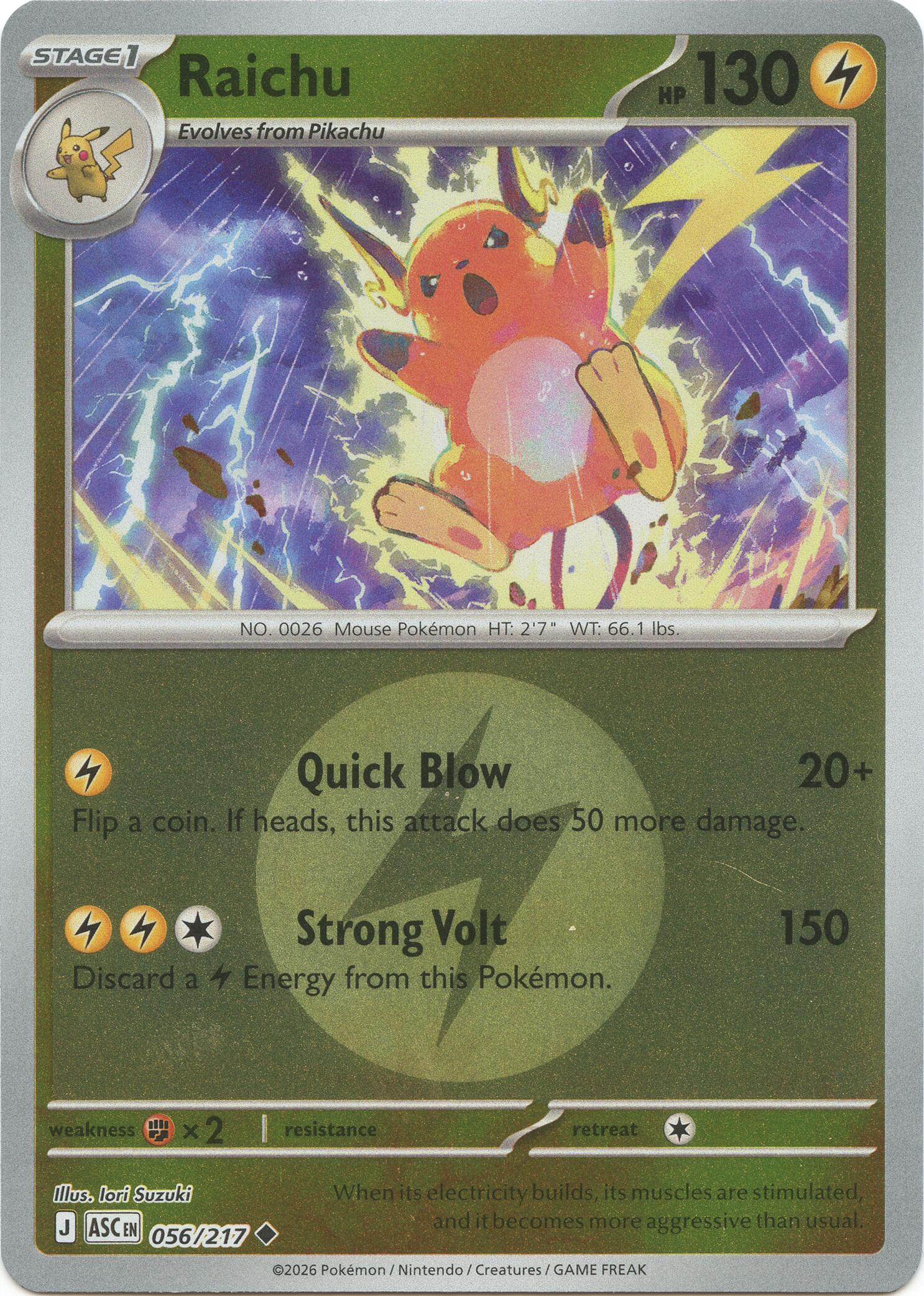 Raichu (056/217) (Energy Symbol Pattern) [Mega Evolution: Ascended Heroes] | Gamers Paradise