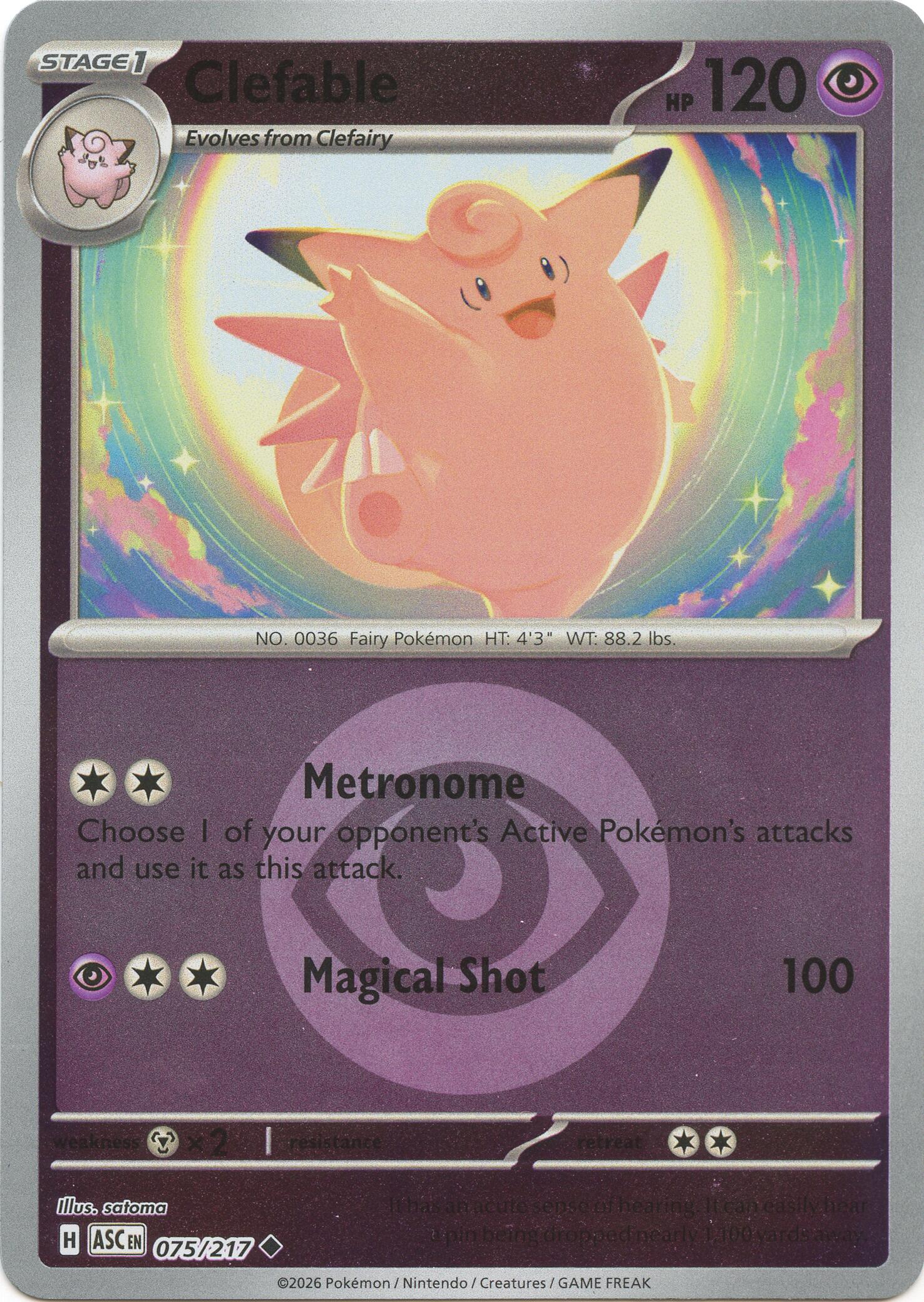 Clefable (075/217) (Energy Symbol Pattern) [Mega Evolution: Ascended Heroes] | Gamers Paradise