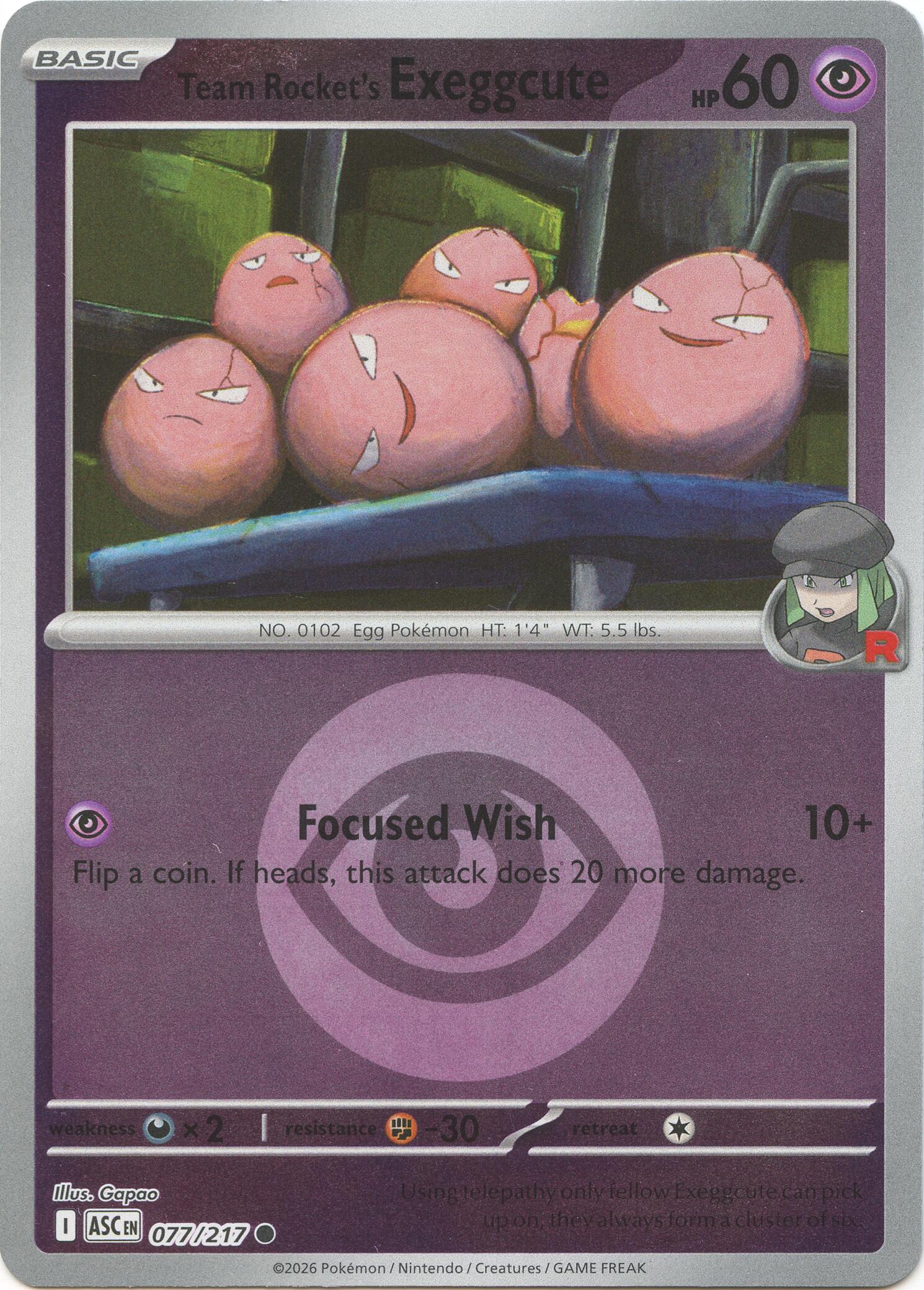 Team Rocket's Exeggcute (077/217) (Energy Symbol Pattern) [Mega Evolution: Ascended Heroes] | Gamers Paradise