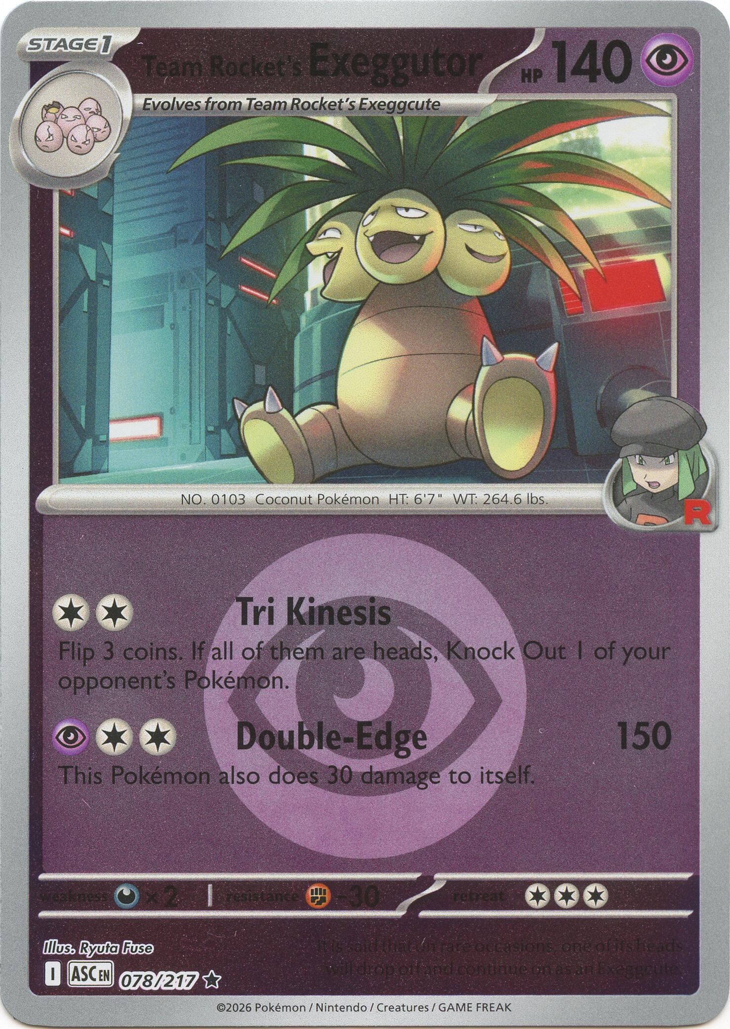 Team Rocket's Exeggutor (078/217) (Energy Symbol Pattern) [Mega Evolution: Ascended Heroes] | Gamers Paradise