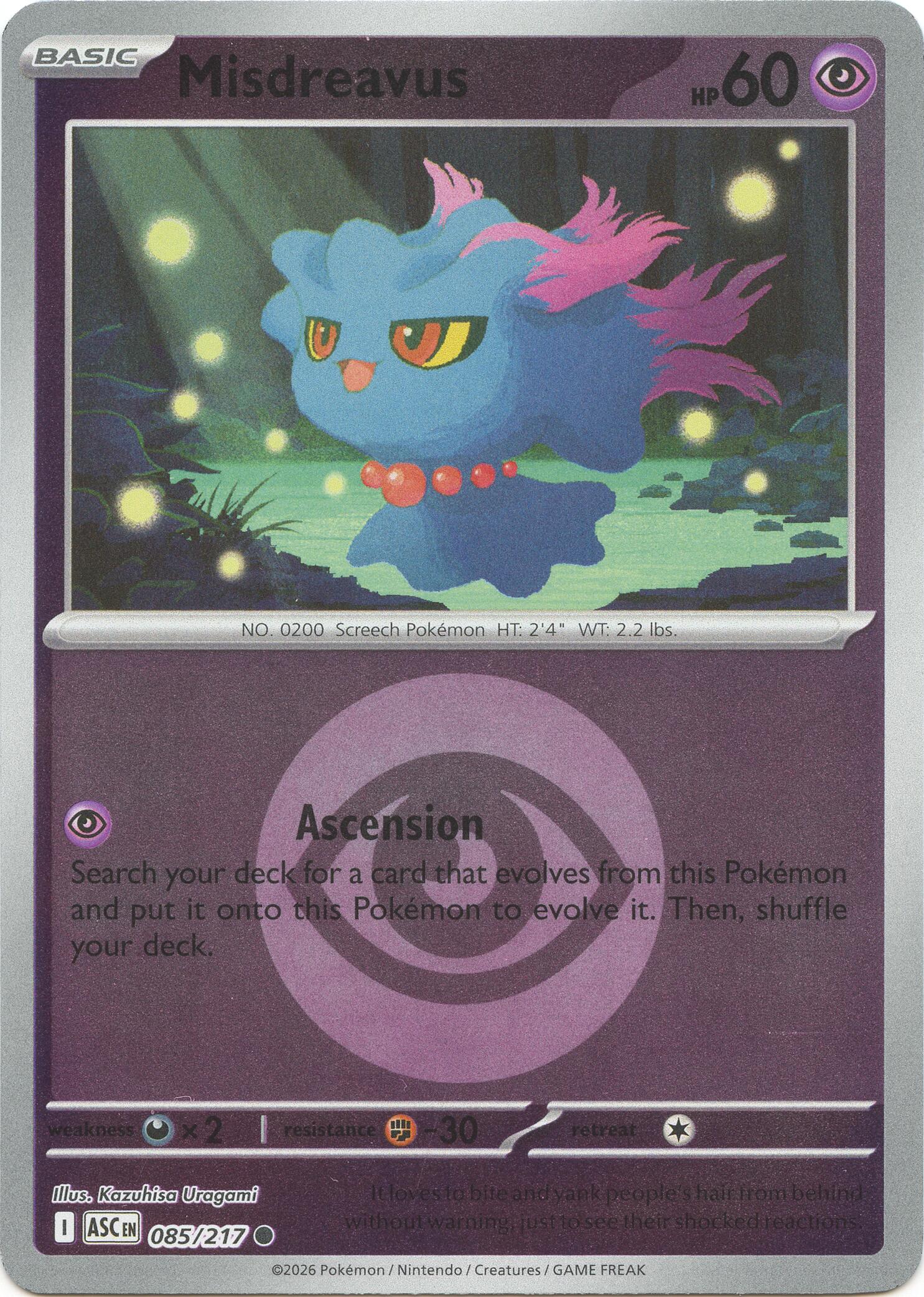 Misdreavus (085/217) (Energy Symbol Pattern) [Mega Evolution: Ascended Heroes] | Gamers Paradise