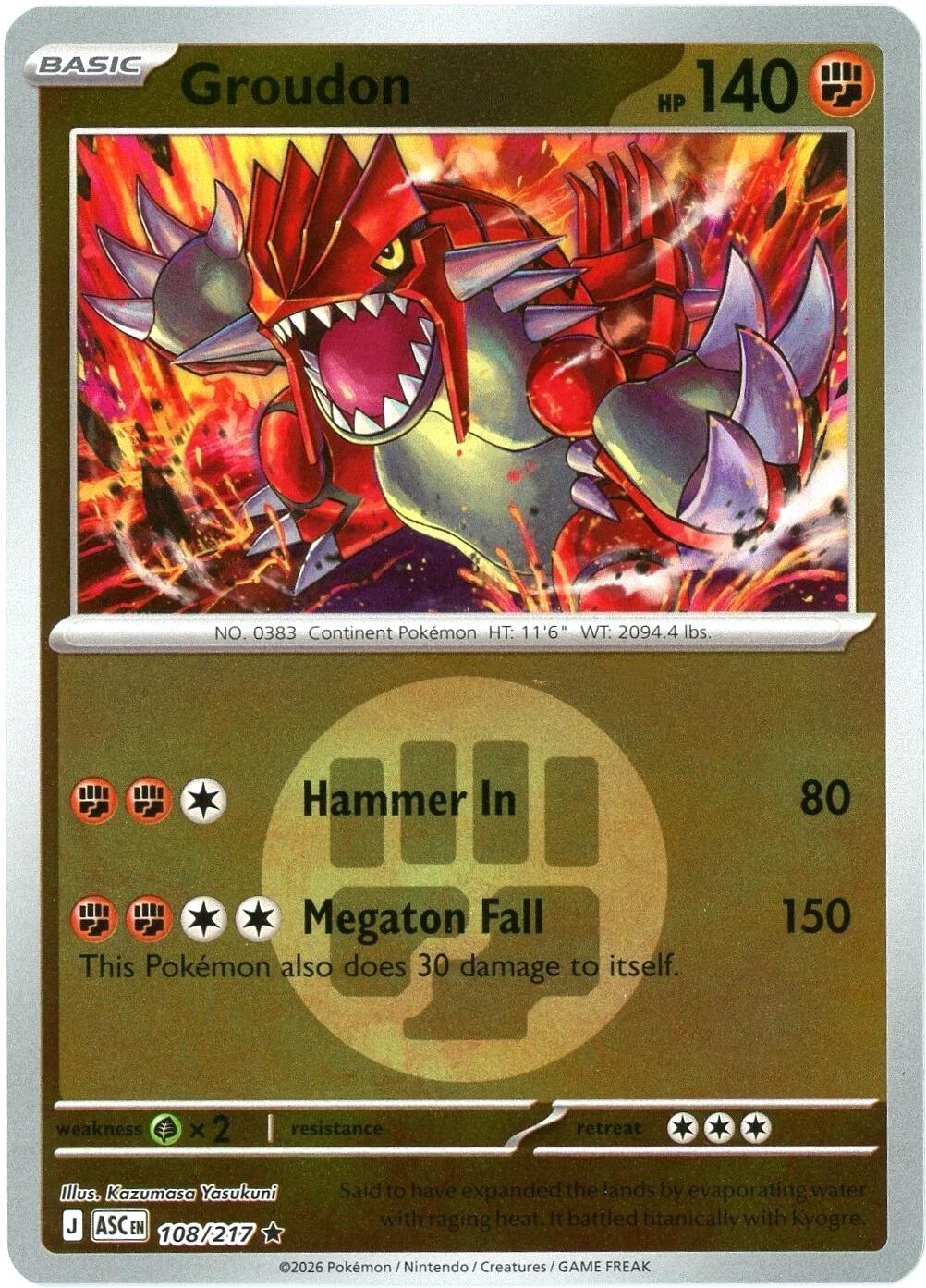 Groudon (108/217) (Energy Symbol Pattern) [Mega Evolution: Ascended Heroes] | Gamers Paradise