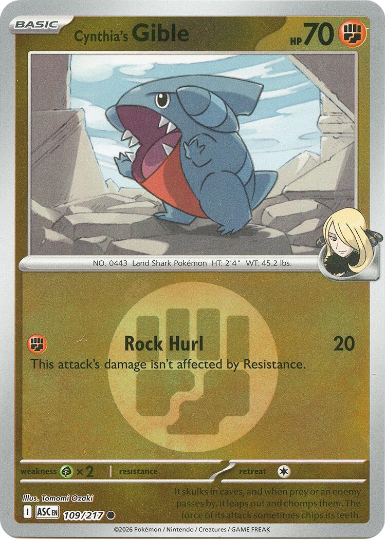 Cynthia's Gible (109/217) (Energy Symbol Pattern) [Mega Evolution: Ascended Heroes] | Gamers Paradise