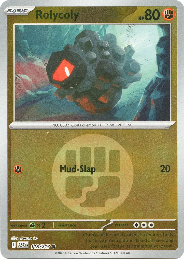 Rolycoly (118/217) (Energy Symbol Pattern) [Mega Evolution: Ascended Heroes] | Gamers Paradise