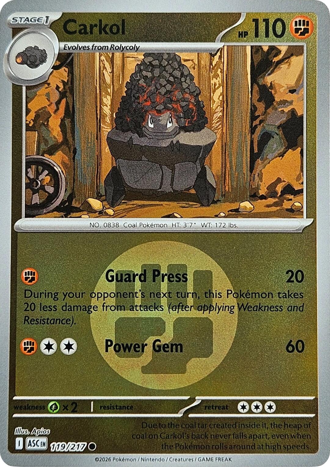 Carkol (119/217) (Energy Symbol Pattern) [Mega Evolution: Ascended Heroes] | Gamers Paradise